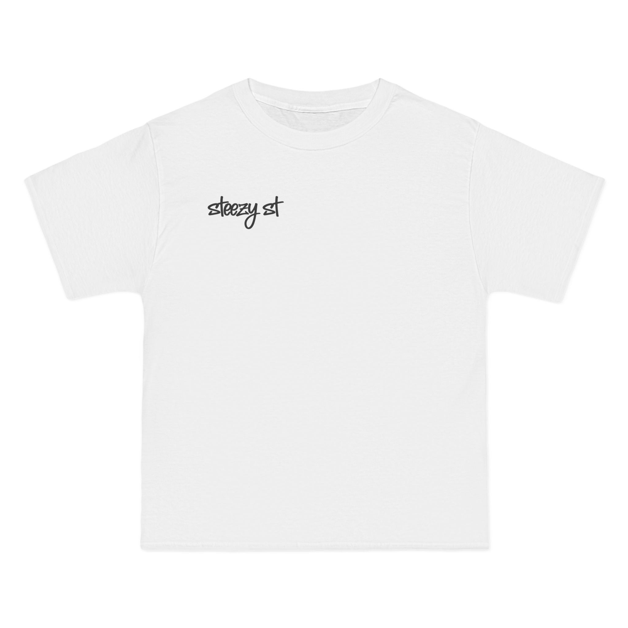 Steezy St Graphic T-Shirt — Minimal Front Logo & Script Back